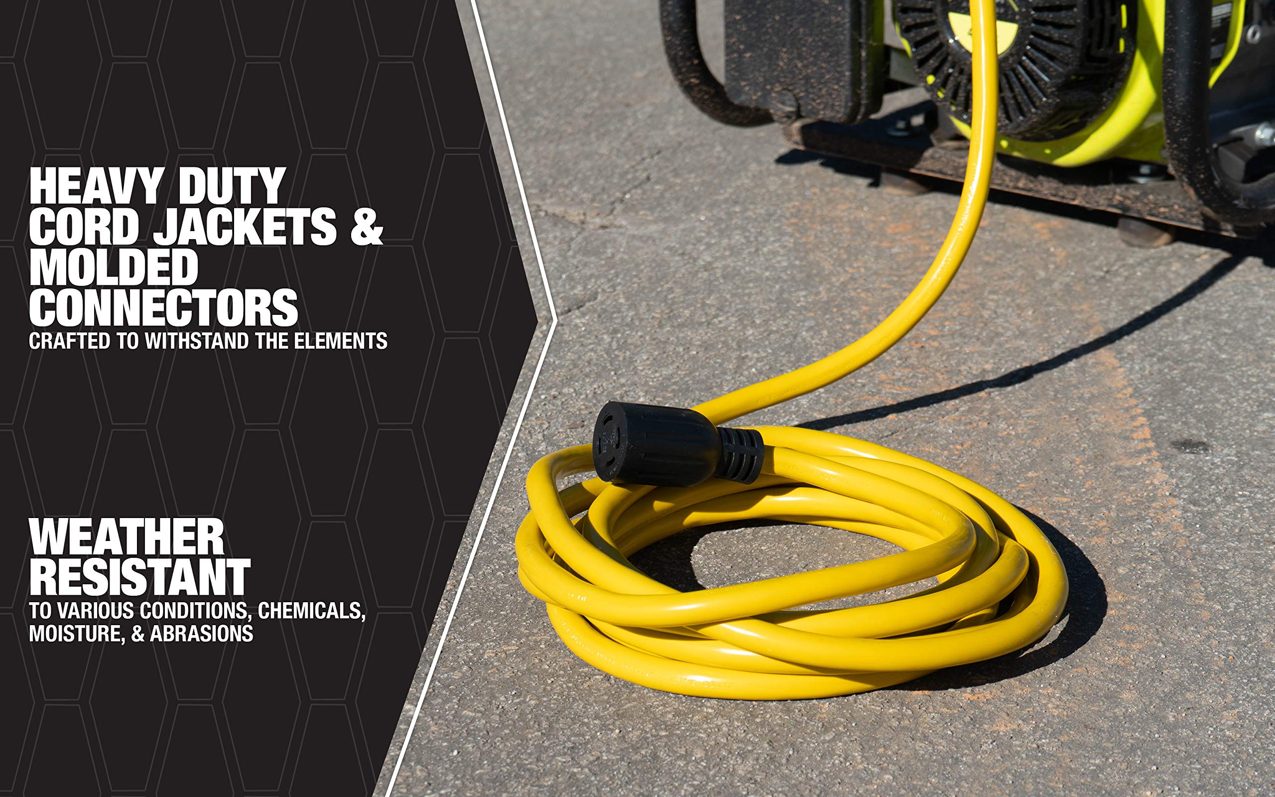 Southwire cable conectado a generador en camping para alimentación fiable