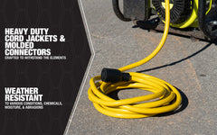 Southwire cable conectado a generador en camping para alimentación fiable