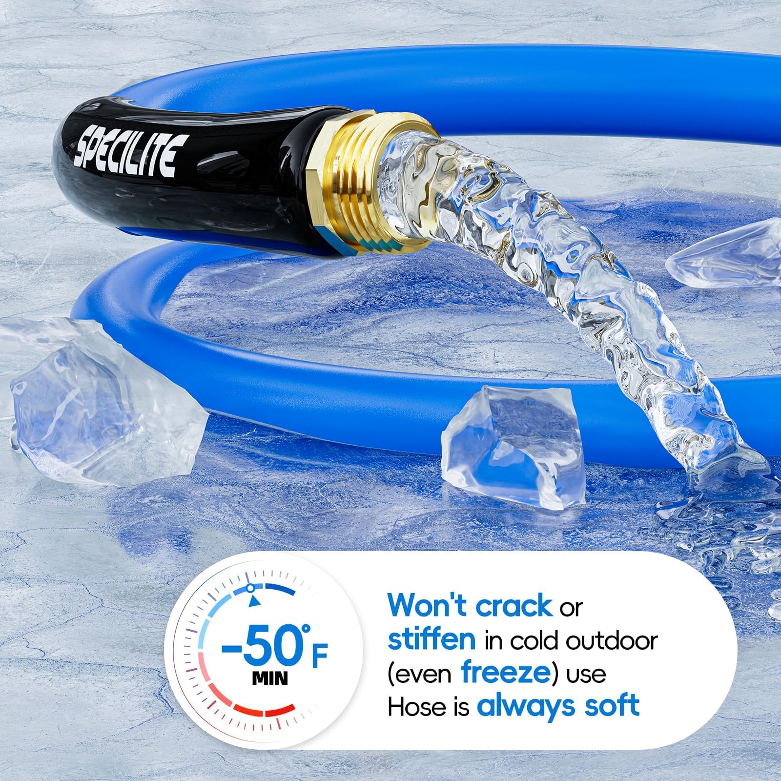 SPECILITE conector de latón 3/4" giratorio demostrando cierre antileak