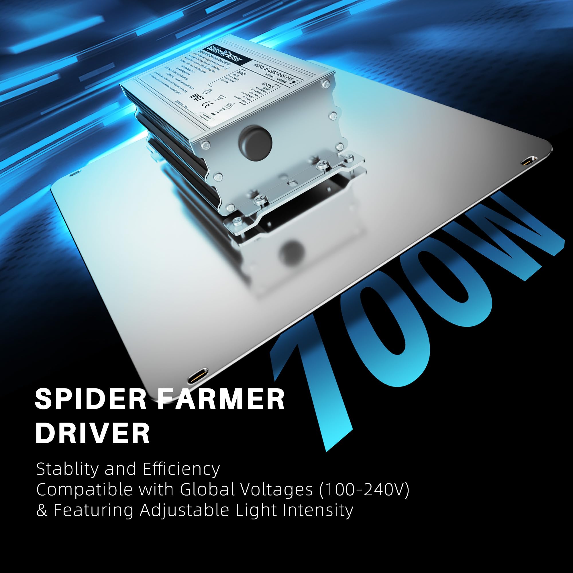 Spider Farmer comparación de tamaño con regla para ver escala en espacio de cultivo