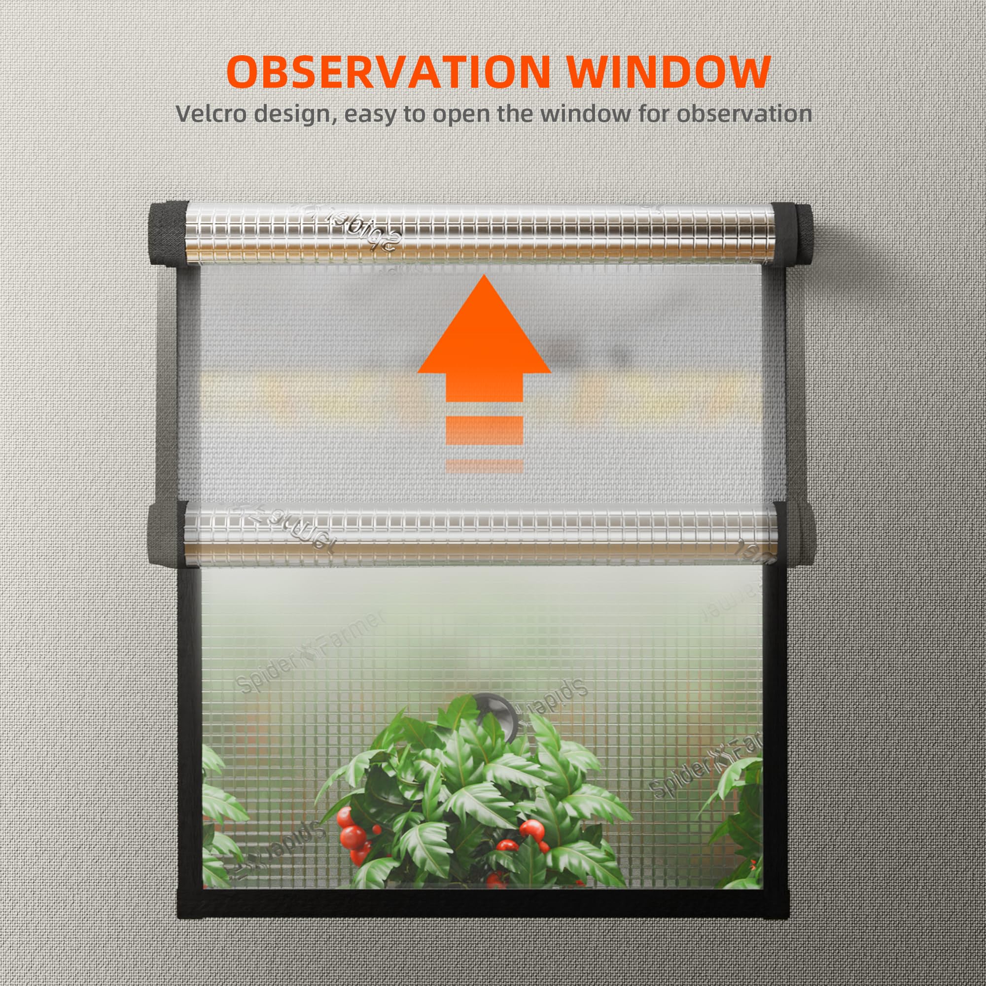 Spider Farmer ventana transparente para vigilar plantas sin abrir