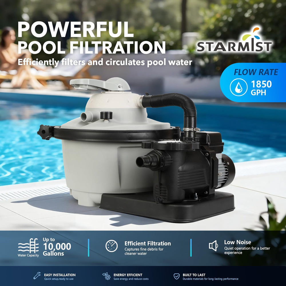 Starmist canasta prefiltro reteniendo hojas para proteger la bomba