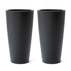 Step2 macetero Tremont frontal Onyx Black mostrando forma alta y elegante
