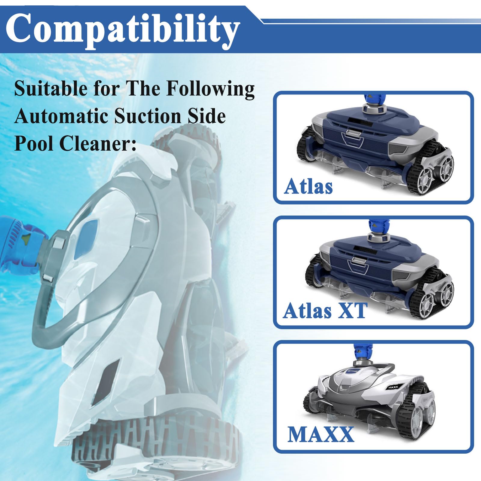 Sthangbig kit instalado junto a limpiador en piscina para referencia de escala