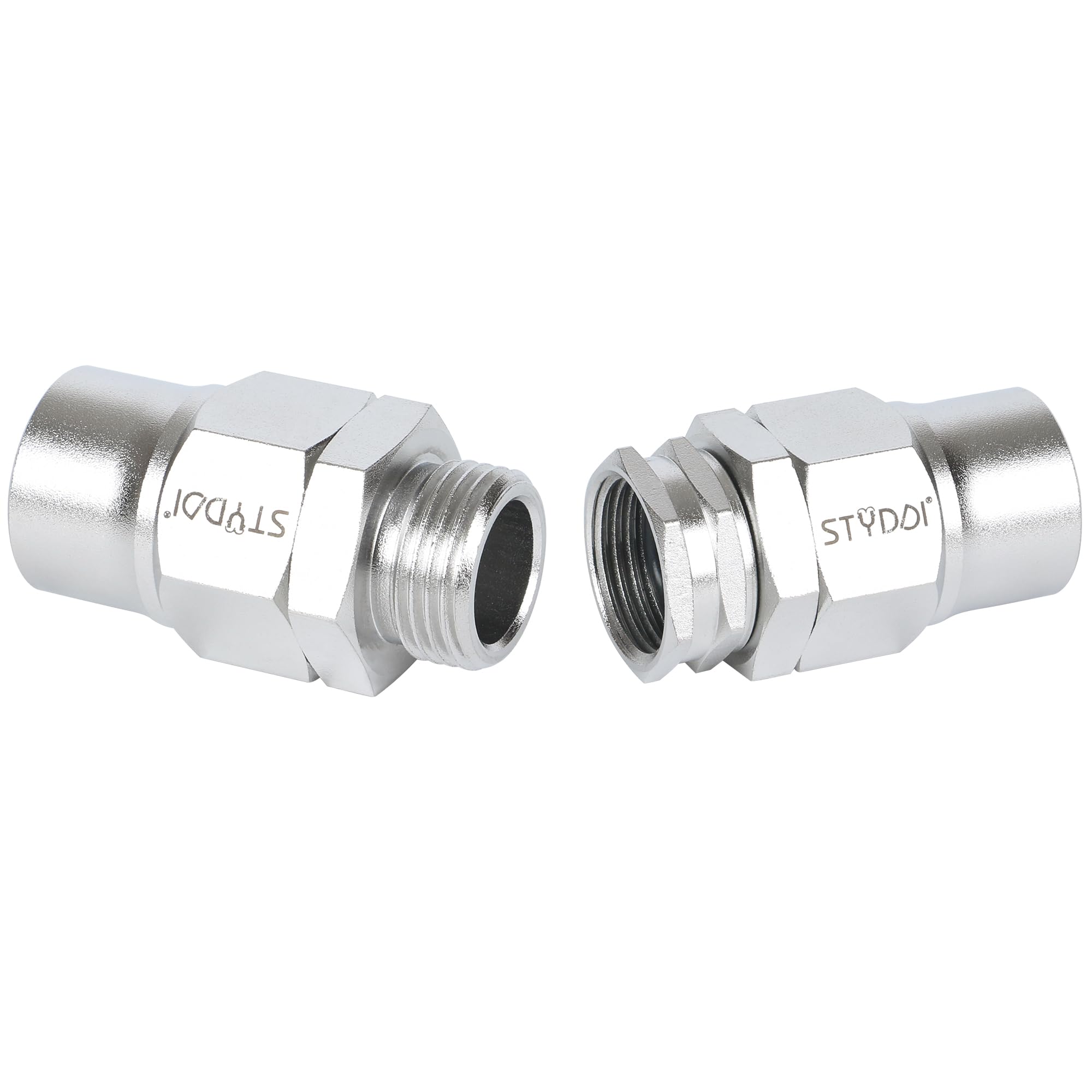 STYDDI conector frontal robusto mostrando acabado duradero y sellado fiable