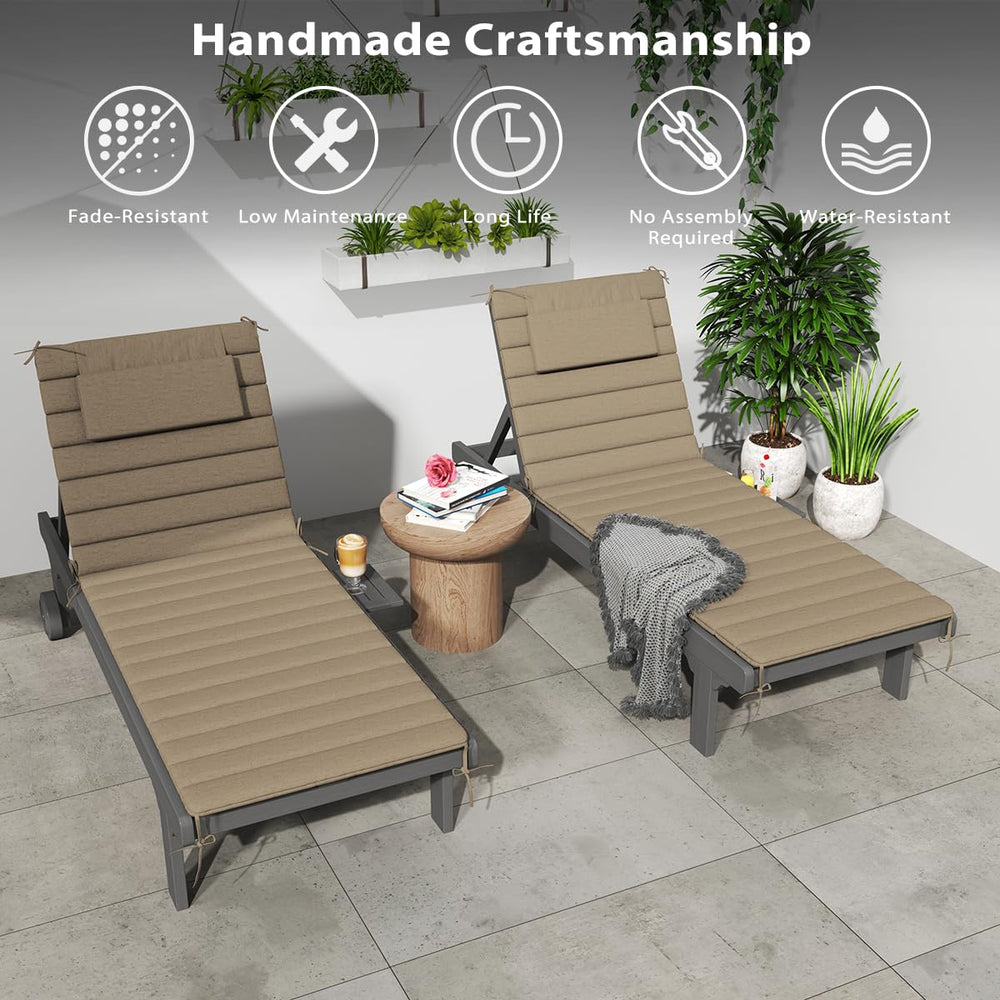 Sundale Outdoor cojín colocado en chaise de patio, comodidad para exteriores