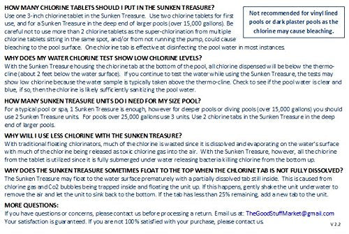 Sunken Treasure etiqueta con instrucciones claras para uso seguro