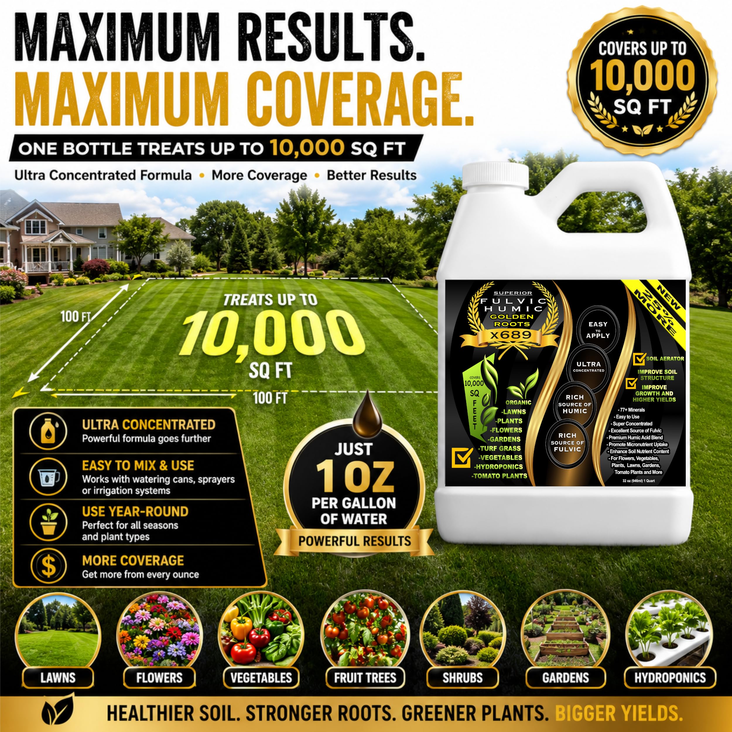 SUPERIOR FULVIC HUMIC X935 aplicando producto sobre césped para mejor absorción