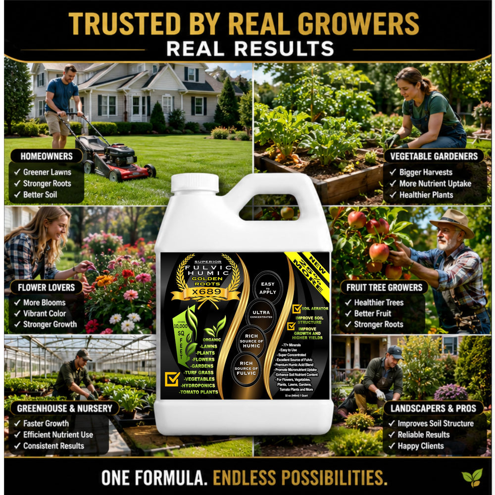 SUPERIOR FULVIC HUMIC X935 botella en mano mostrando tamaño y rendimiento