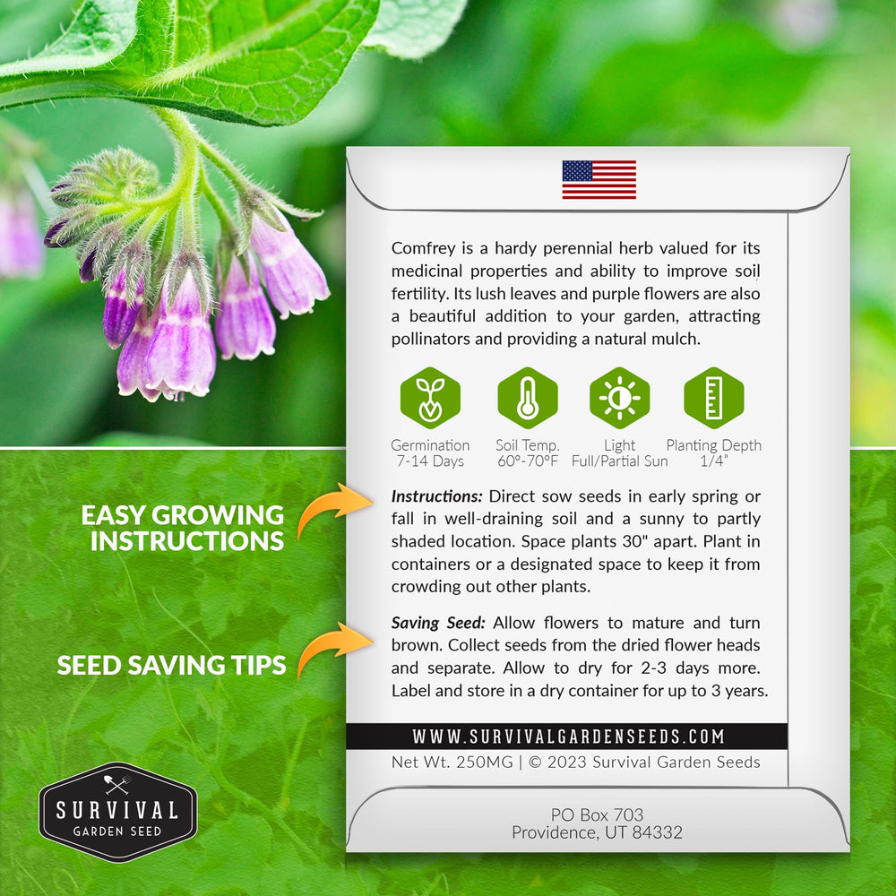 SURVIVAL GARDEN SEEDS plántulas de consuelda en semillero para inicio rápido