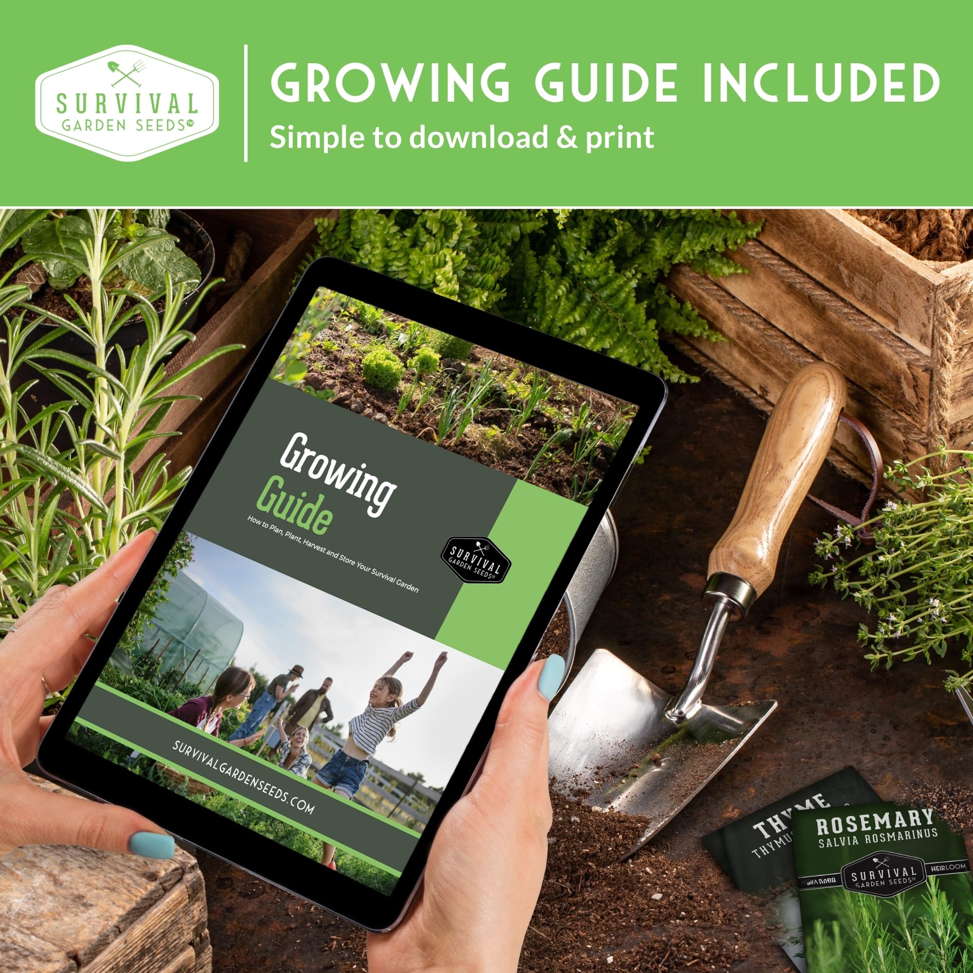 SURVIVAL GARDEN SEEDS taza de infusión hecha con hierbas cortadas del kit, color y aroma natural
