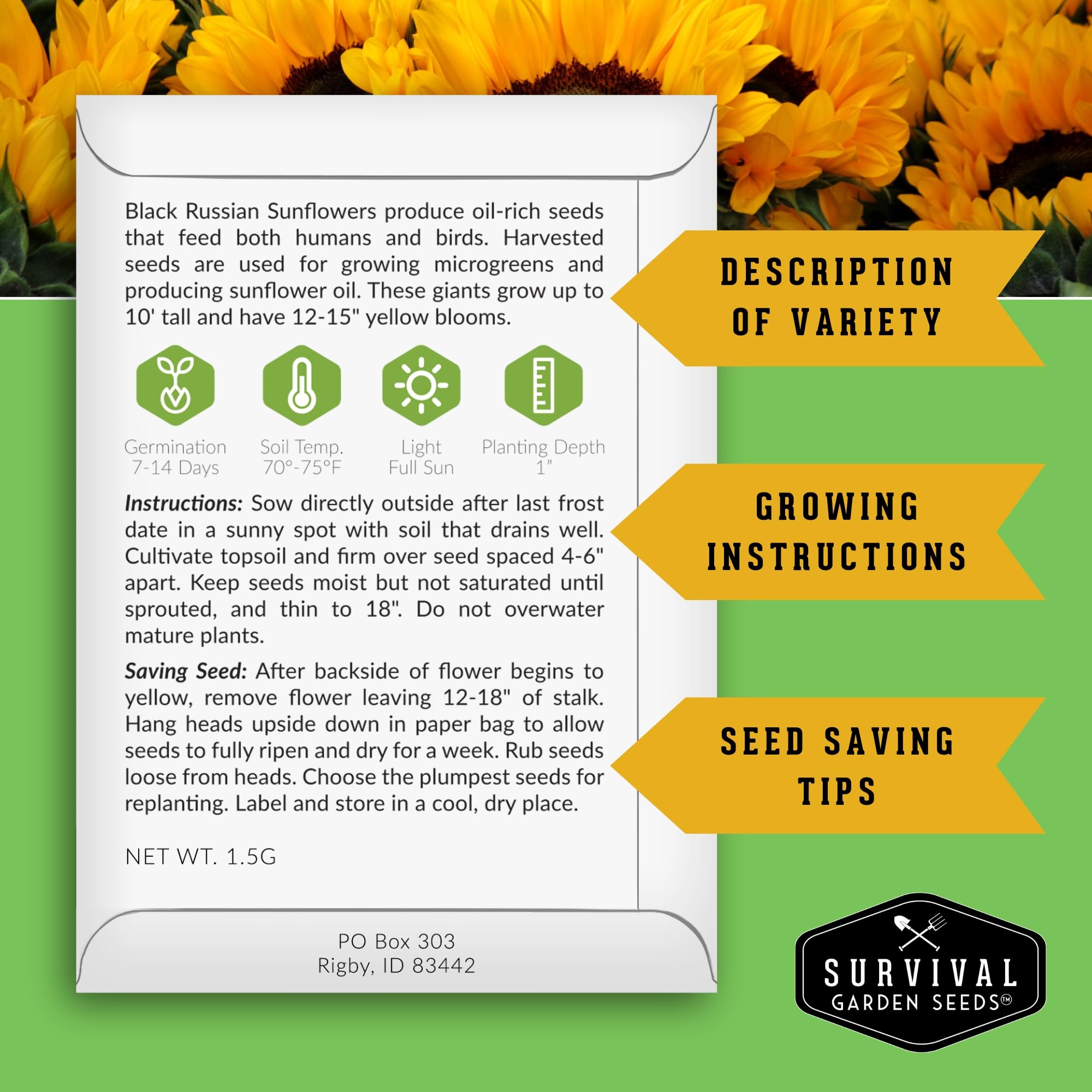 SURVIVAL GARDEN SEEDS semillero con plántulas, muestra facilidad de inicio