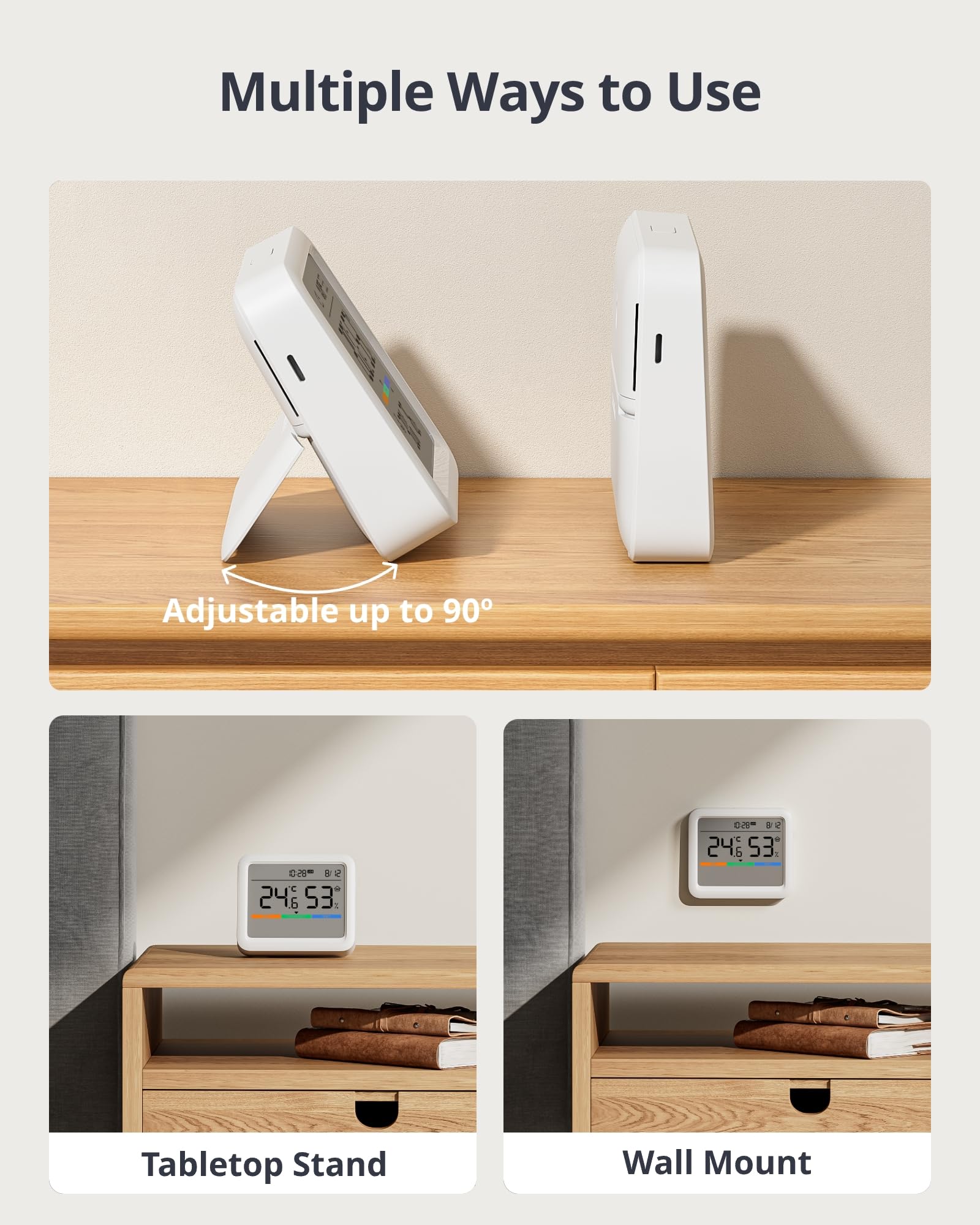 SwitchBot Meter Pro pantalla con alerta activa para notificaciones inmediatas