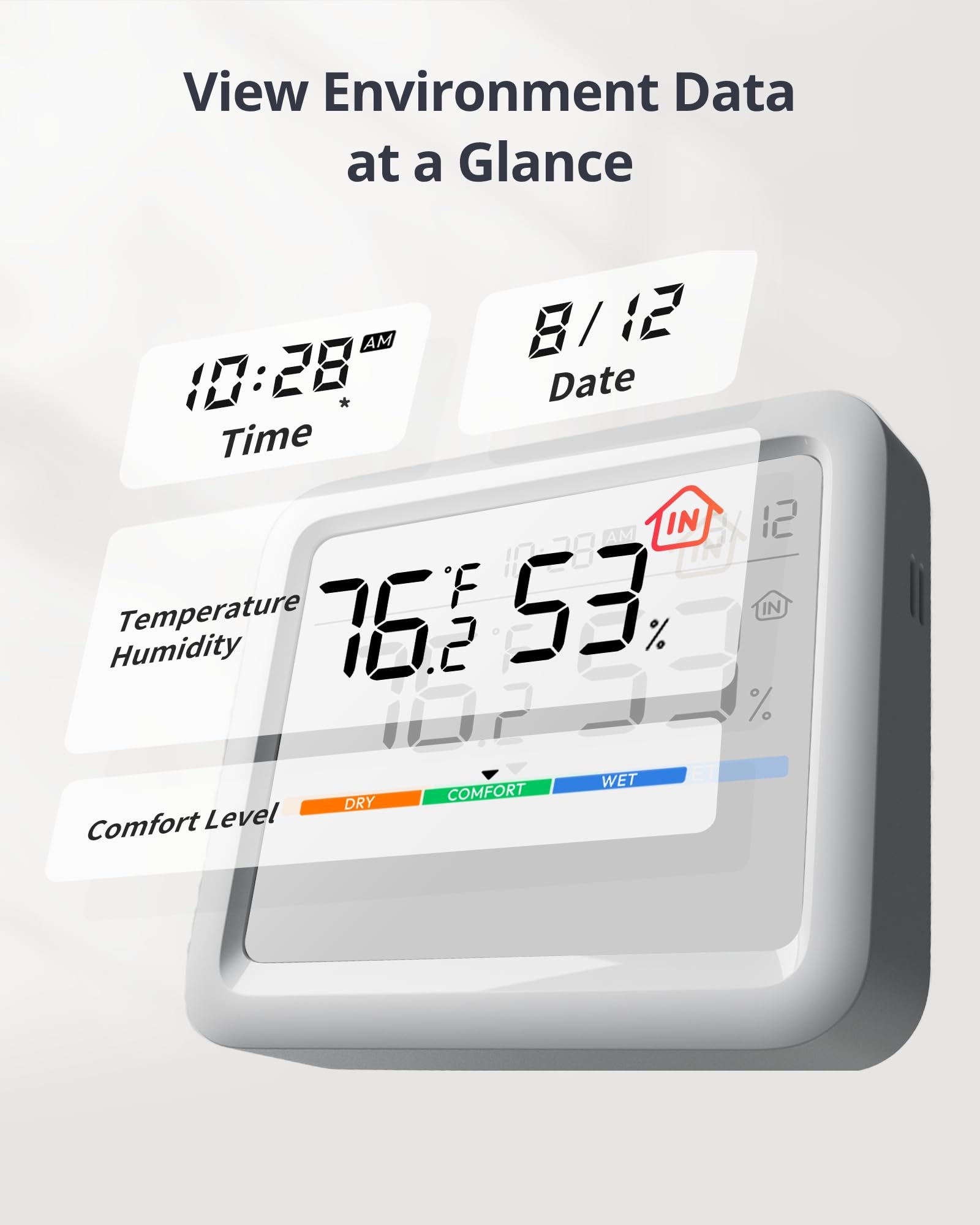 SwitchBot Meter Pro detalle de pantalla mostrando temperatura y humedad