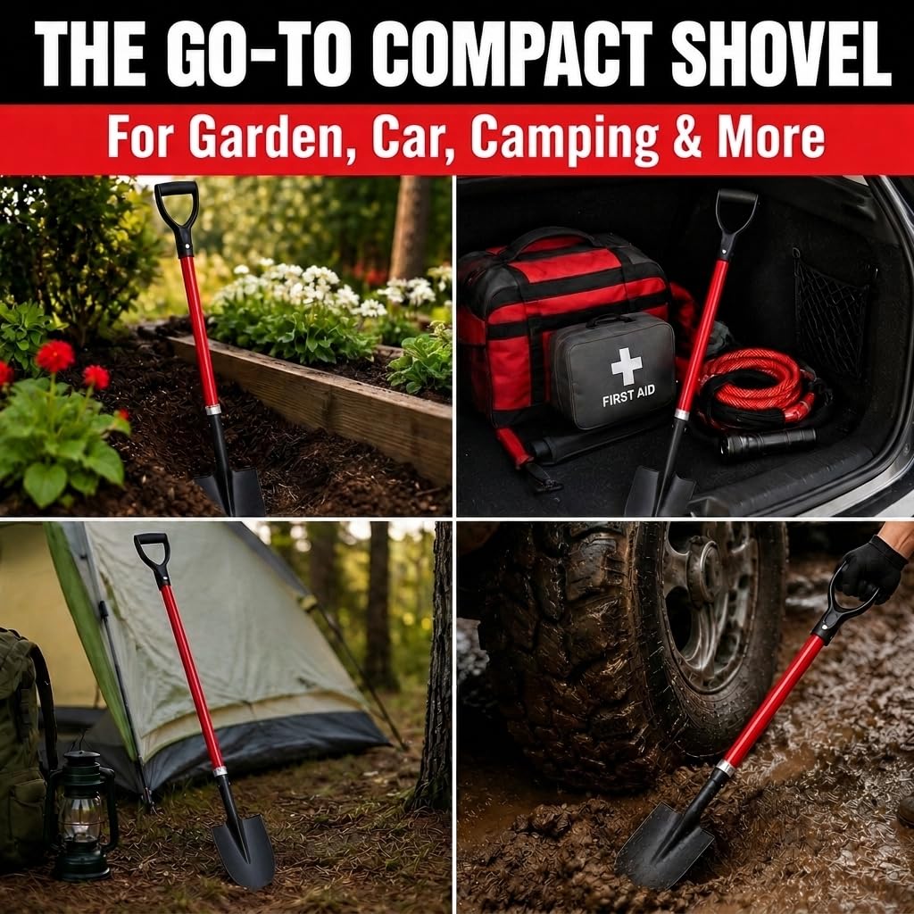 TABOR TOOLS pala excavando suelo compacto demostrando eficacia en cavar hoyos