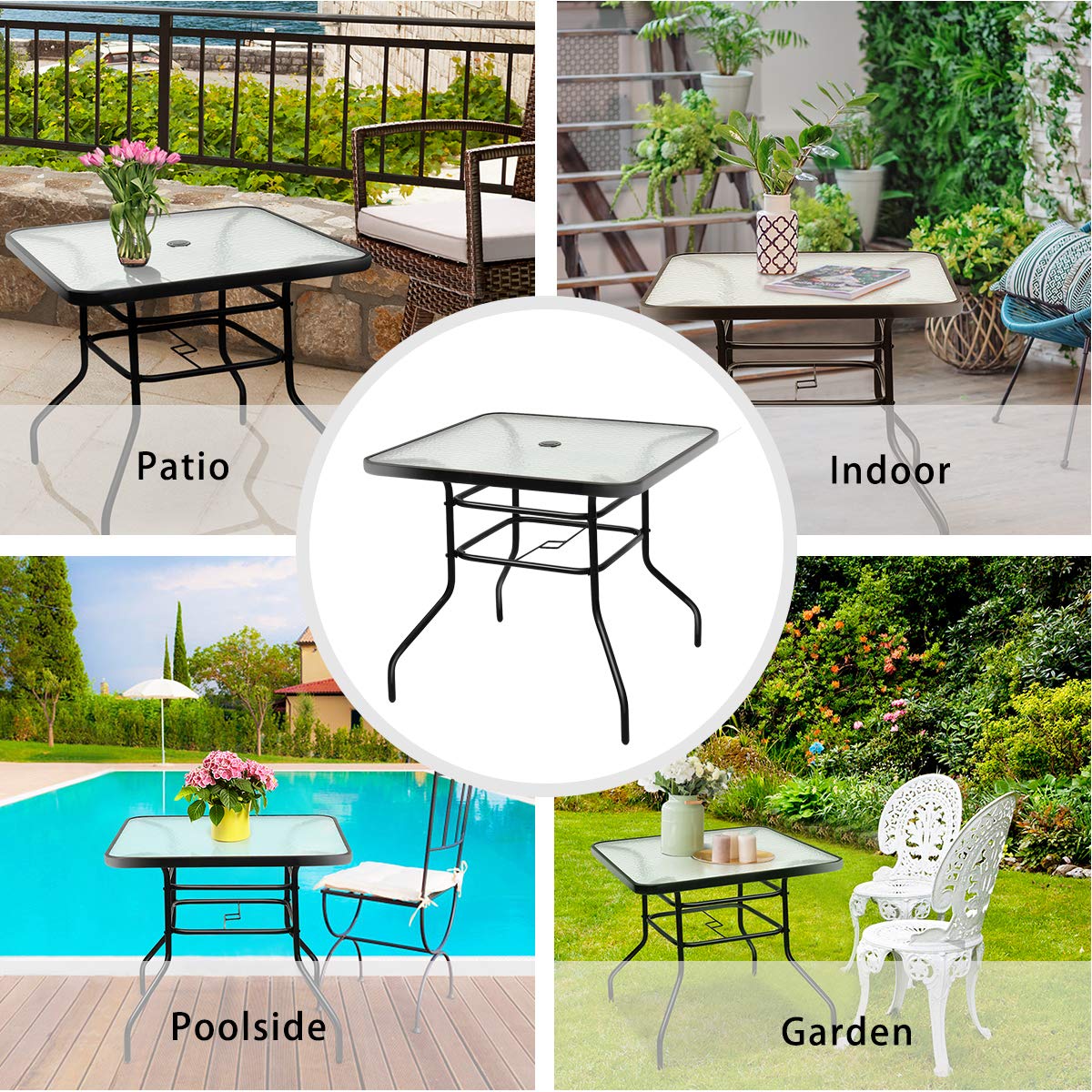 Tangkula escena de terraza con la mesa creando ambiente acogedor