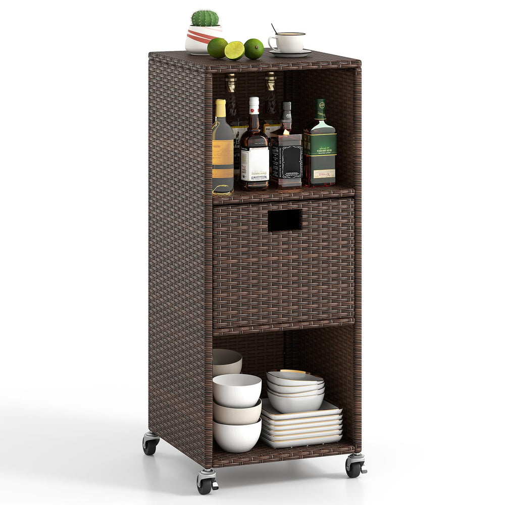 Tangkula vista frontal del armario rattan, almacenamiento elegante y estable