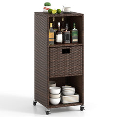 Tangkula vista frontal del armario rattan, almacenamiento elegante y estable