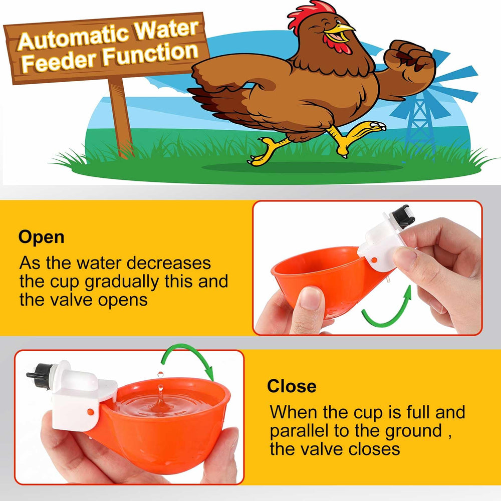 Tanlade copa en uso en gallinero facilitando acceso al agua de aves