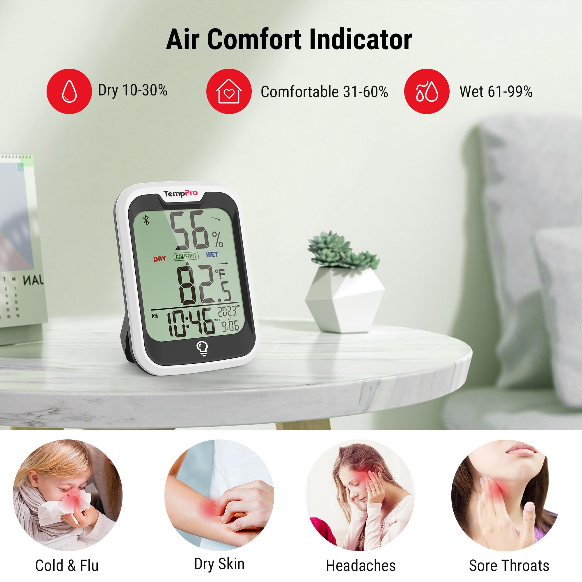 TempPro TempAir montado en pared con soporte, solución para colocación fija