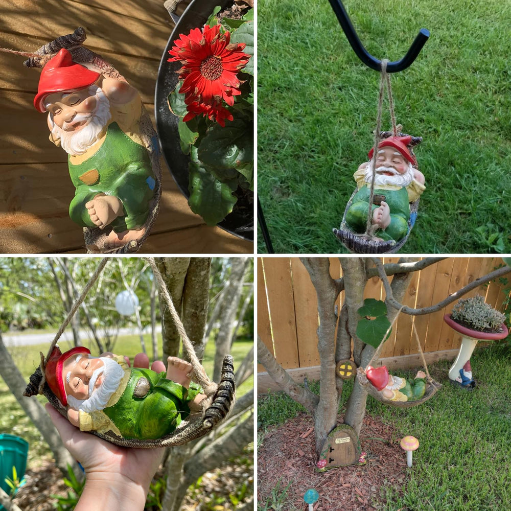 TERESA'S COLLECTIONS decoración de jardín con gnomo creando rincón acogedor
