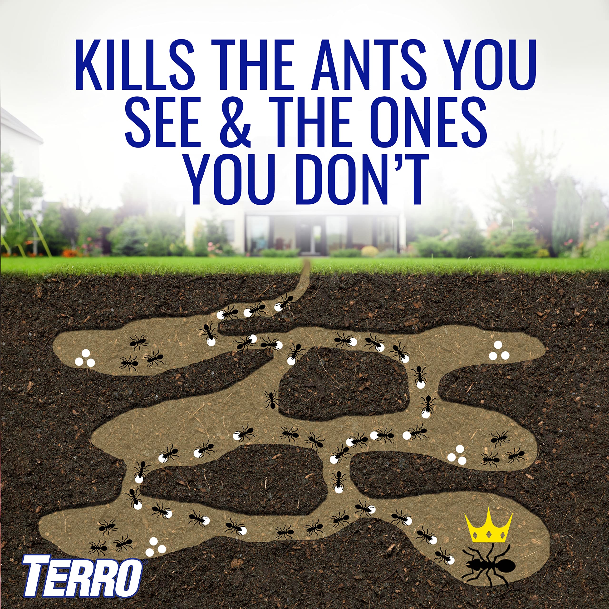Terro estacas insertadas en suelo de jardín para control exterior