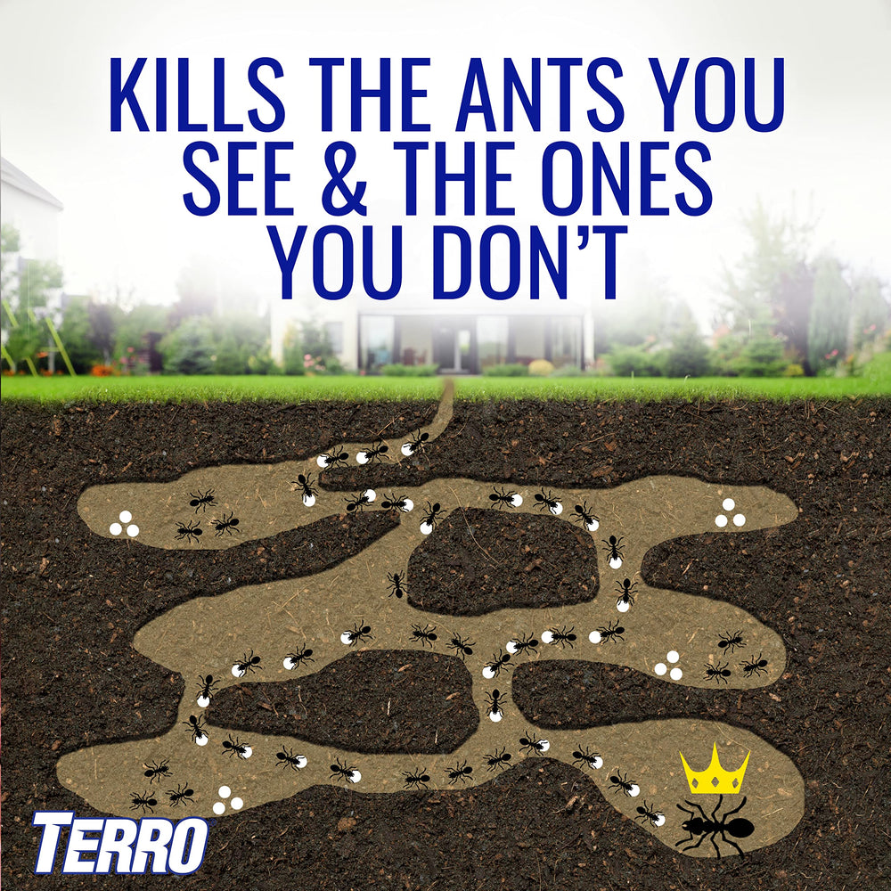 Terro estacas insertadas en suelo de jardín para control exterior