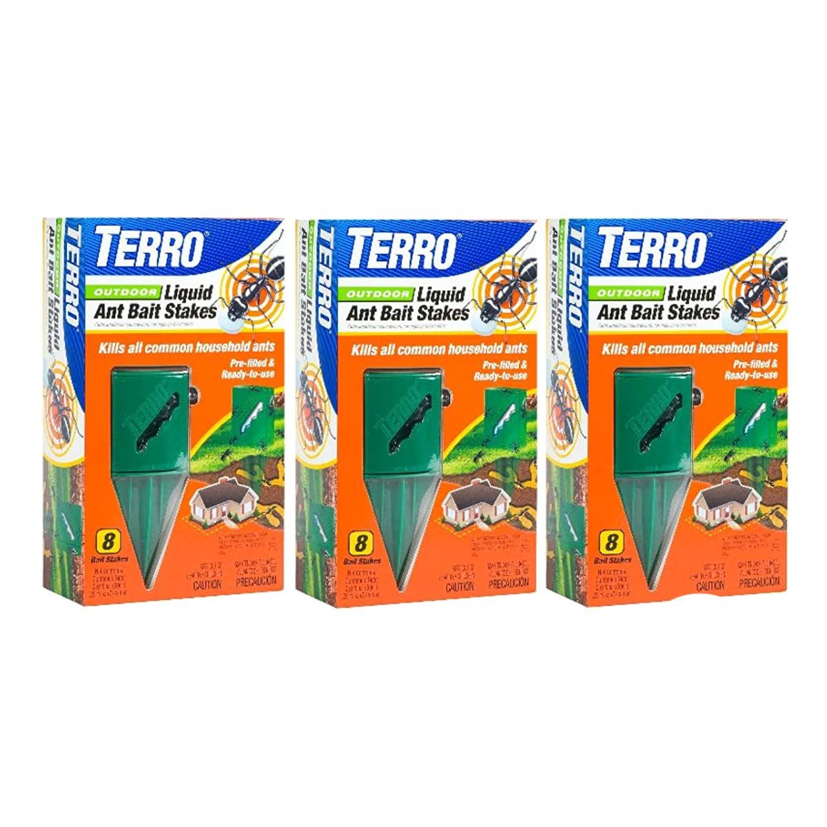 Terro stake embalaje frontal mostrando el cebo y facilidad de uso