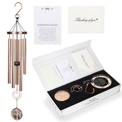 THE WIND CHIME CO campana frontal mostrando acabado Platinum Rose y diseño elegante