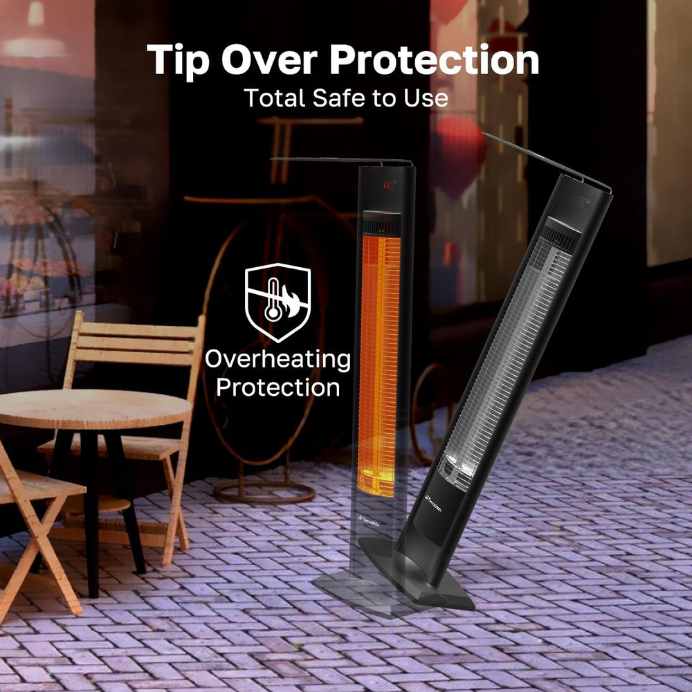 thermomate junto a una silla escala del producto ideal para balcones
