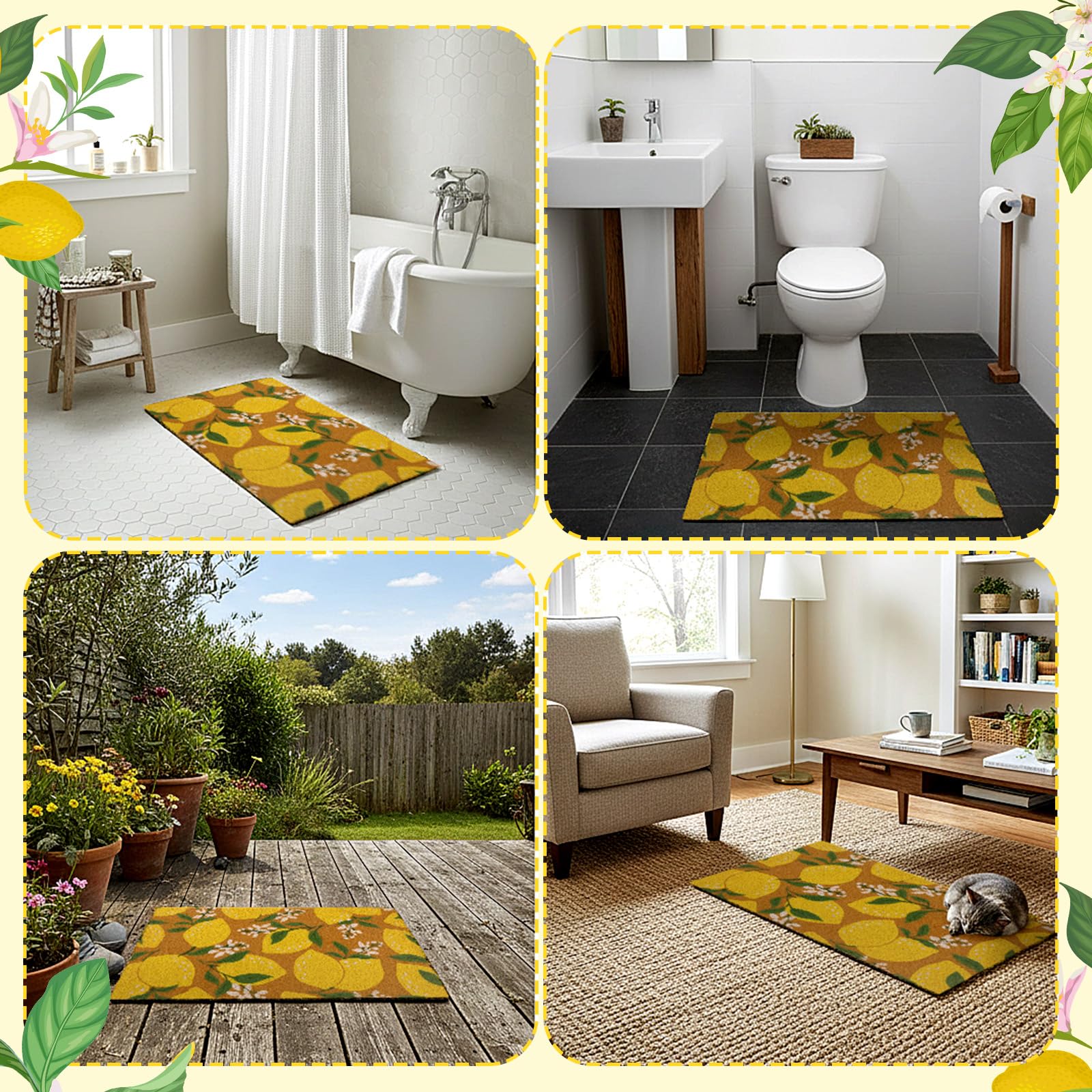Tinideya primer plano del estampado de limones y flores alegre