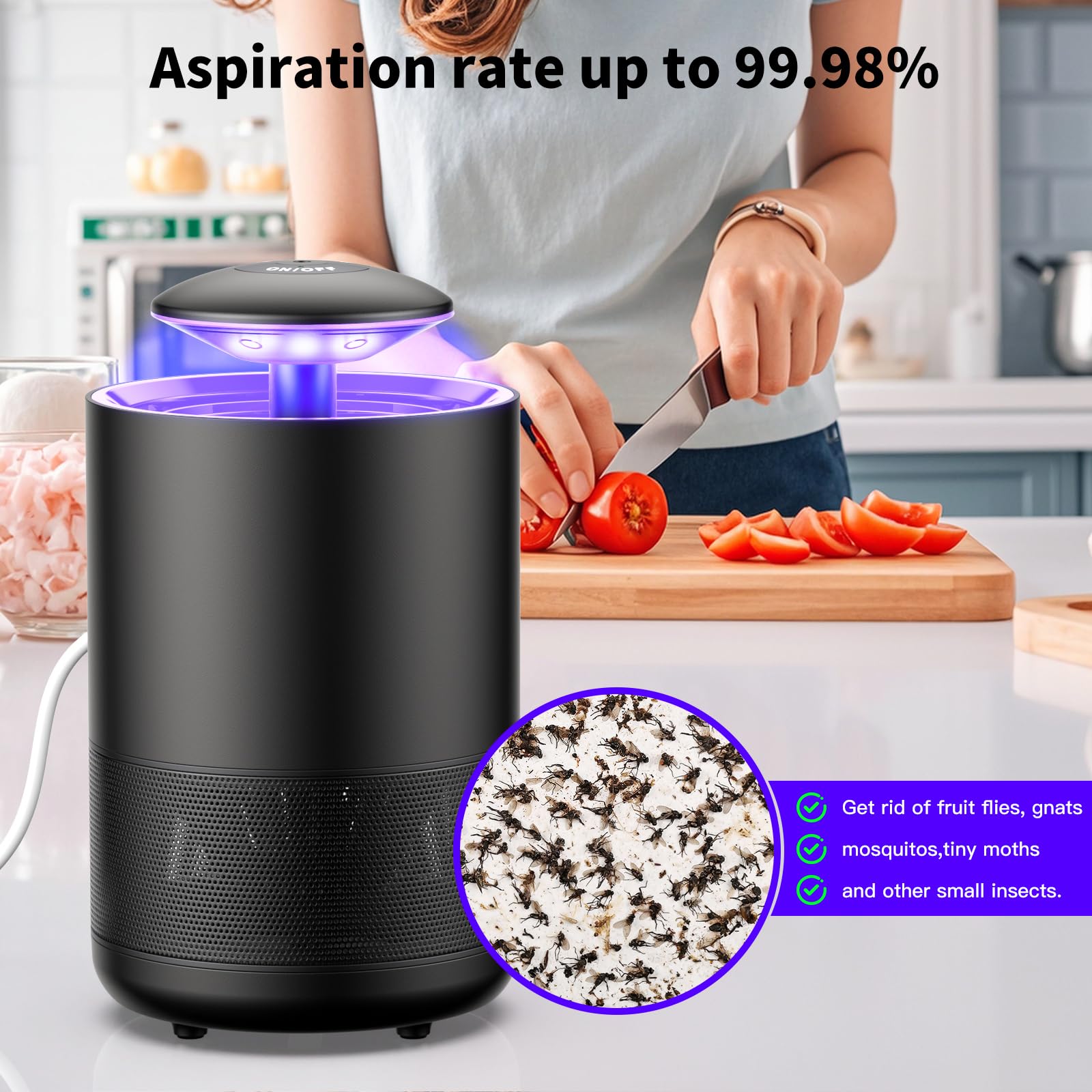 Tirgo detalle de la luz UV que atrae insectos para mayor eficacia