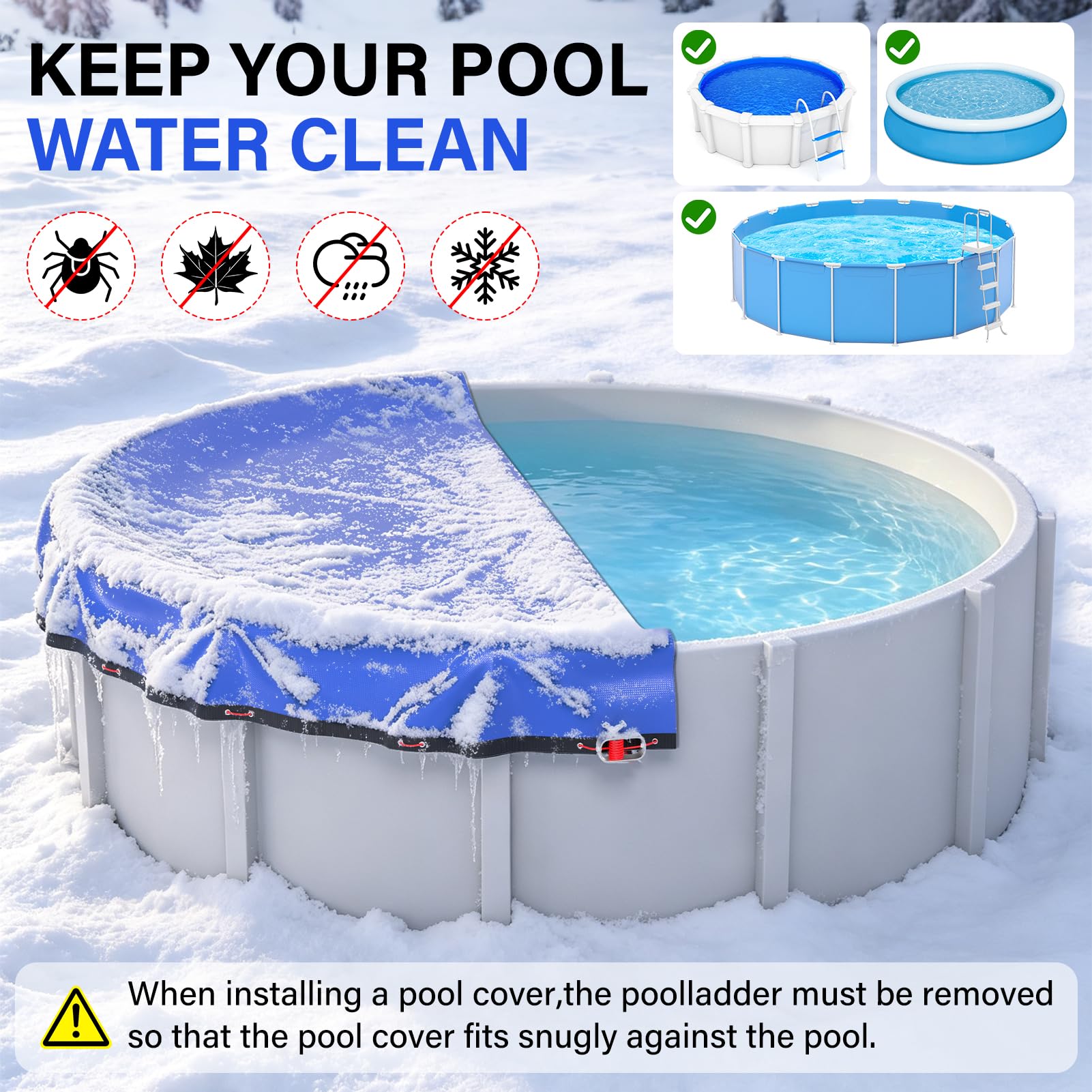 TIXANF comparación de tamaño muestra ajuste para piscina 18FT
