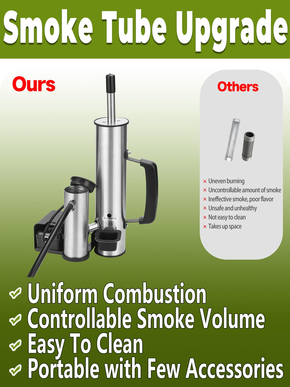 TONFUGLN proceso de recarga con pellets y virutas para hasta 12 horas de humo