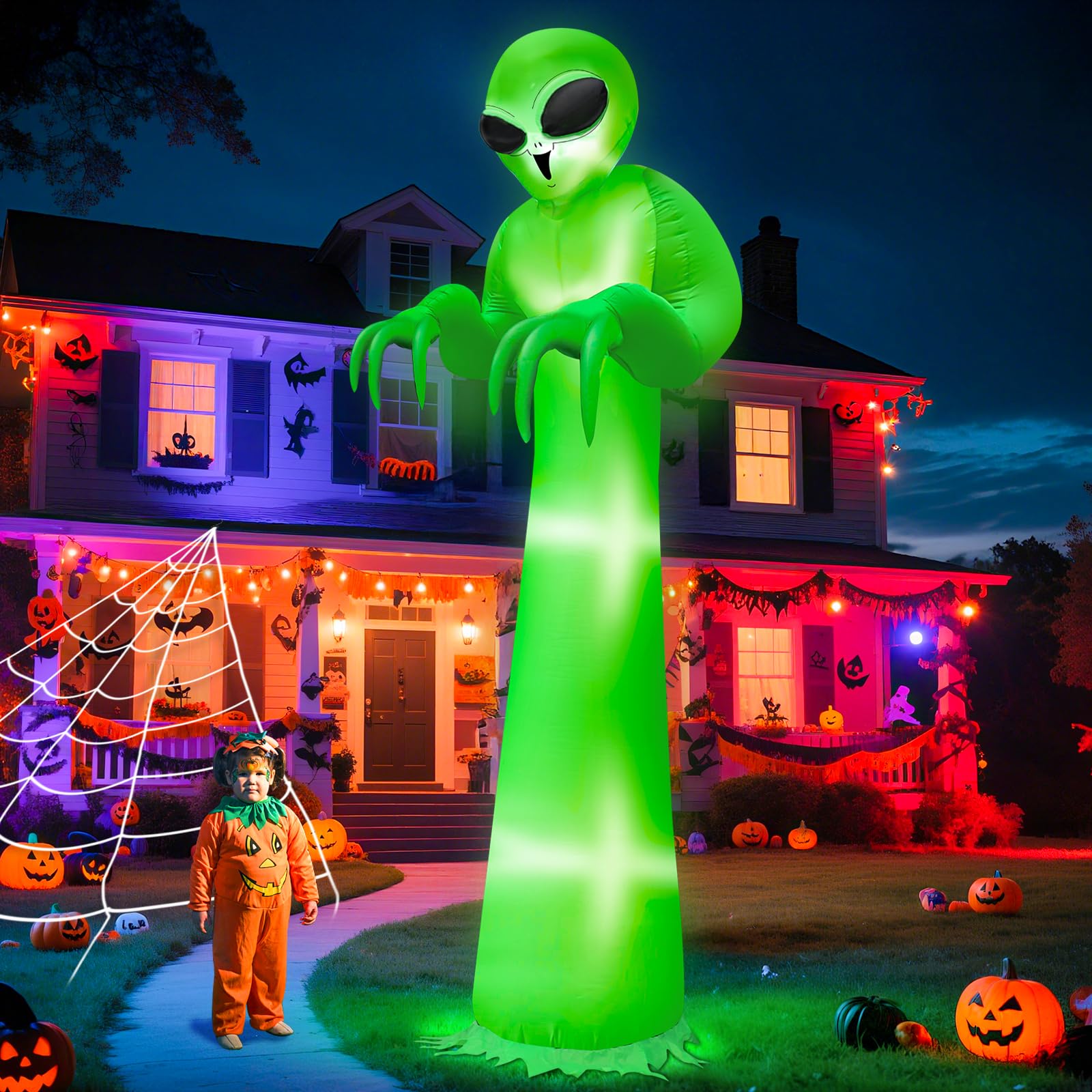 TURNMEON inflable alien frente mostrando altura y diseño impactante
