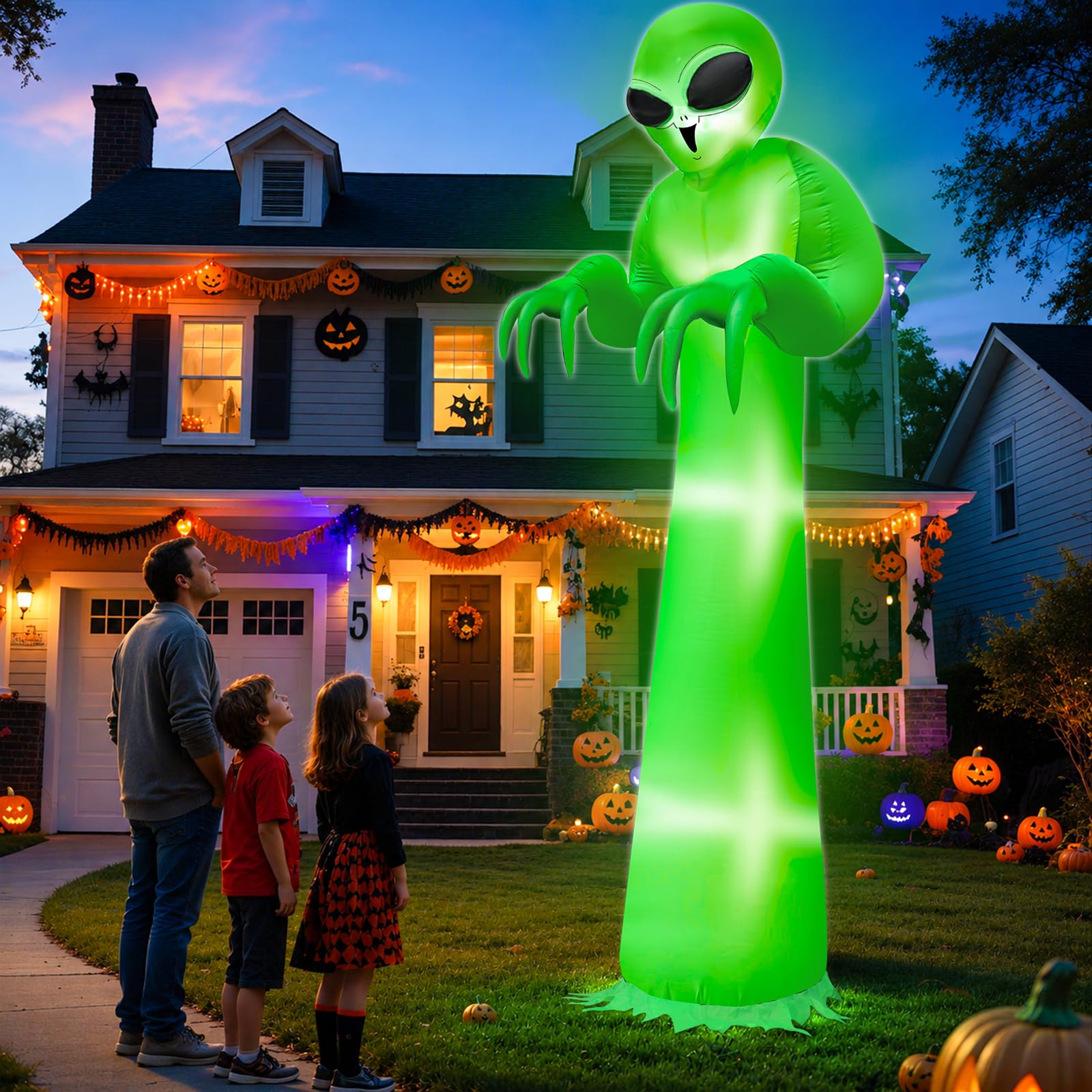 TURNMEON luces LED integradas iluminando el inflable en noche