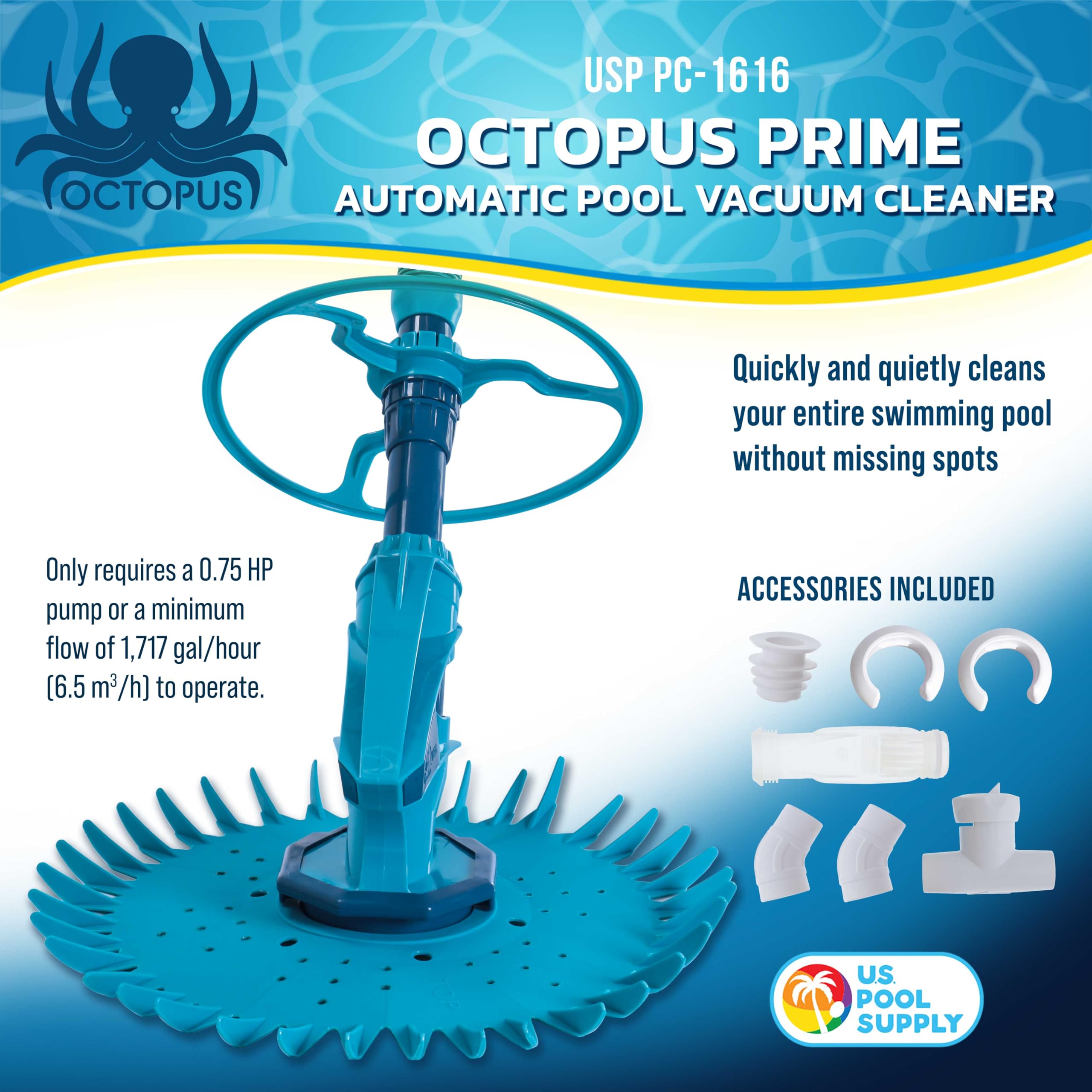 U.S. Pool Supply Octopus Prime primer plano del diafragma para funcionamiento silencioso y largo vida útil