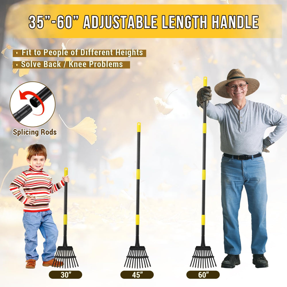 UIABOPZ rastrillo con mango extendido 30 a 60 pulgadas para mejor alcance ergonómico