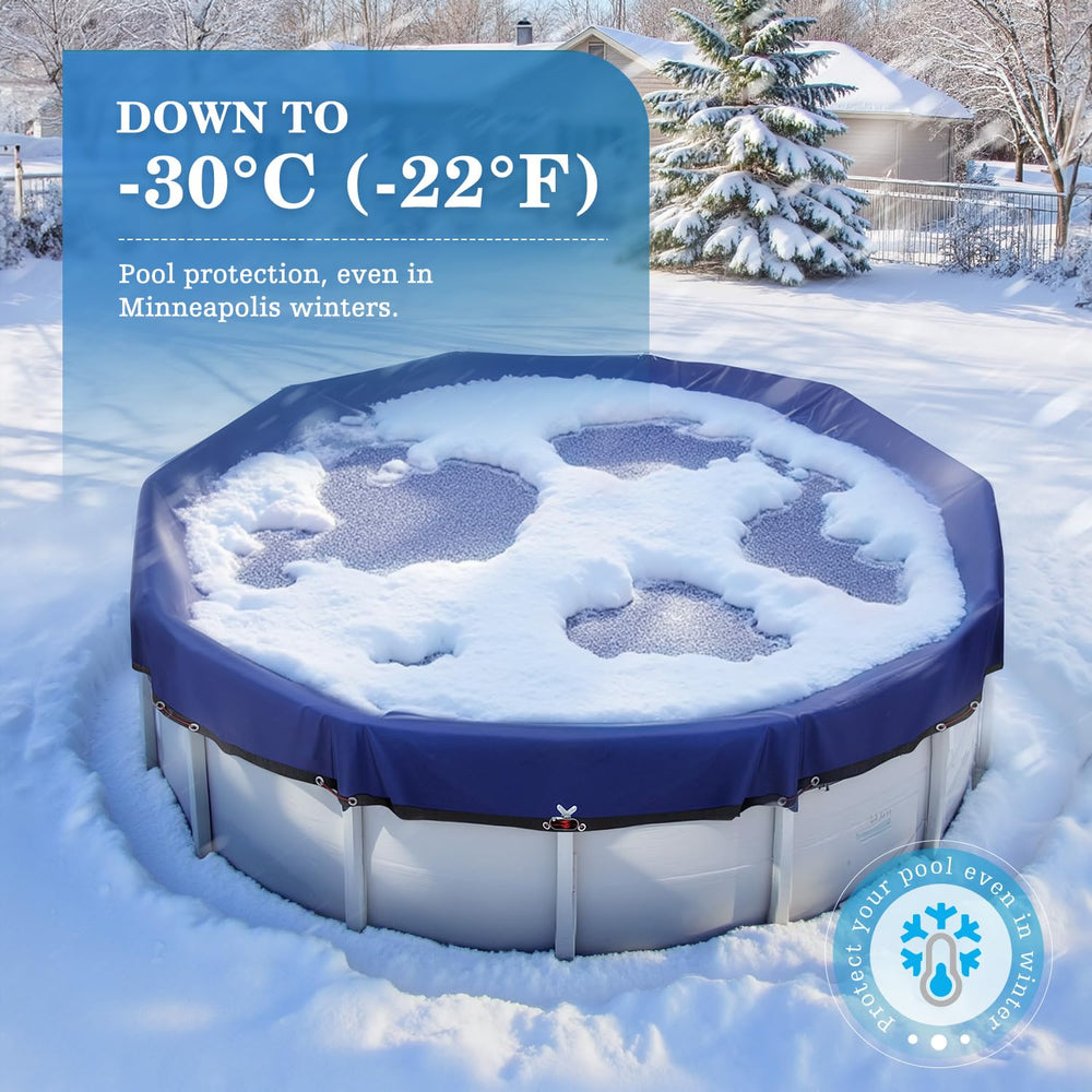 UIRWAY cubierta instalada en piscina elevada protegiendo de nieve y hojas