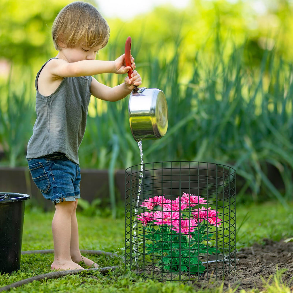 UJG ambiente de jardín con protectores instalados que facilita cuidado y orden