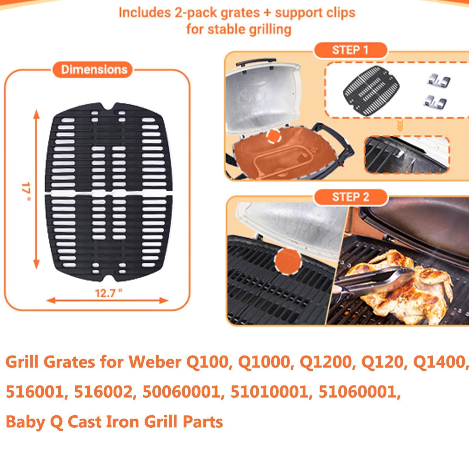Uniflasy rejillas instaladas en una parrilla Weber mostrando ajuste preciso