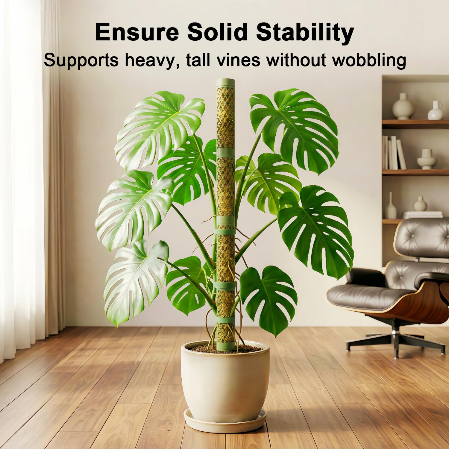 Unijoy planta monstera trepando en interior con soporte para hojas mayores
