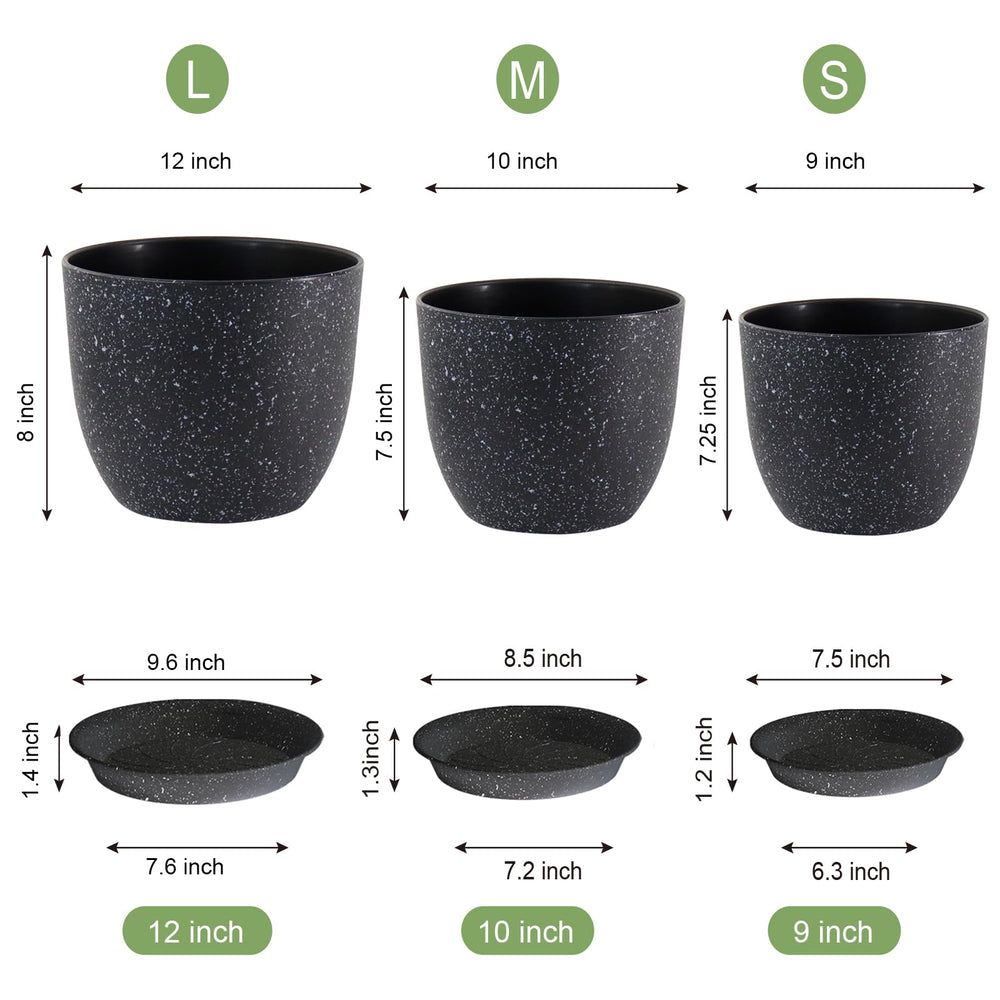 UOUZ maceta 10 pulg vista frontal con planta, ideal para repotado eficiente