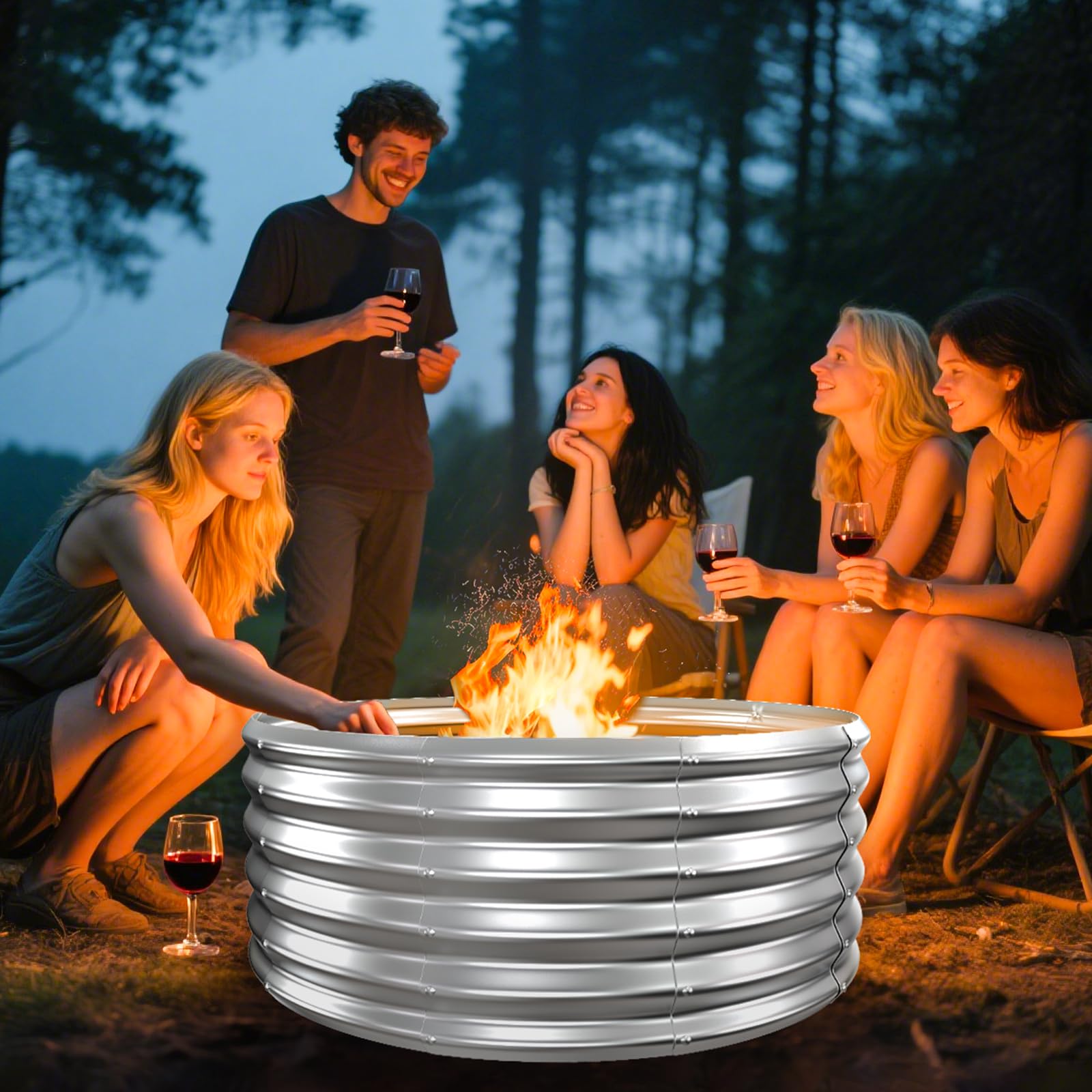 VAMFUTRE en uso durante una cena exterior creando ambiente y calor