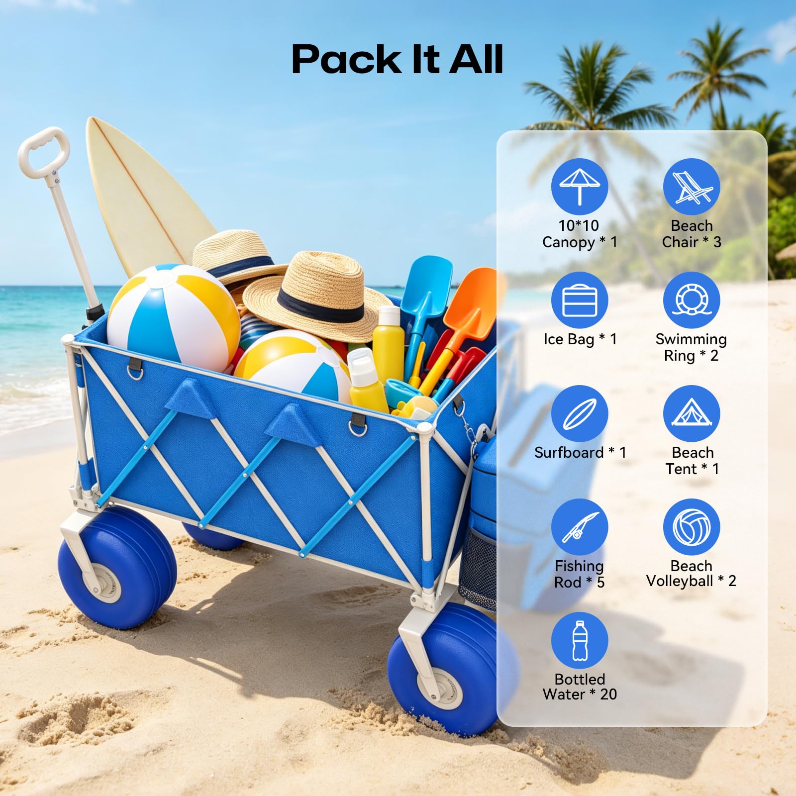VELUVIA carrito en playa con familia disfrutando comodidad