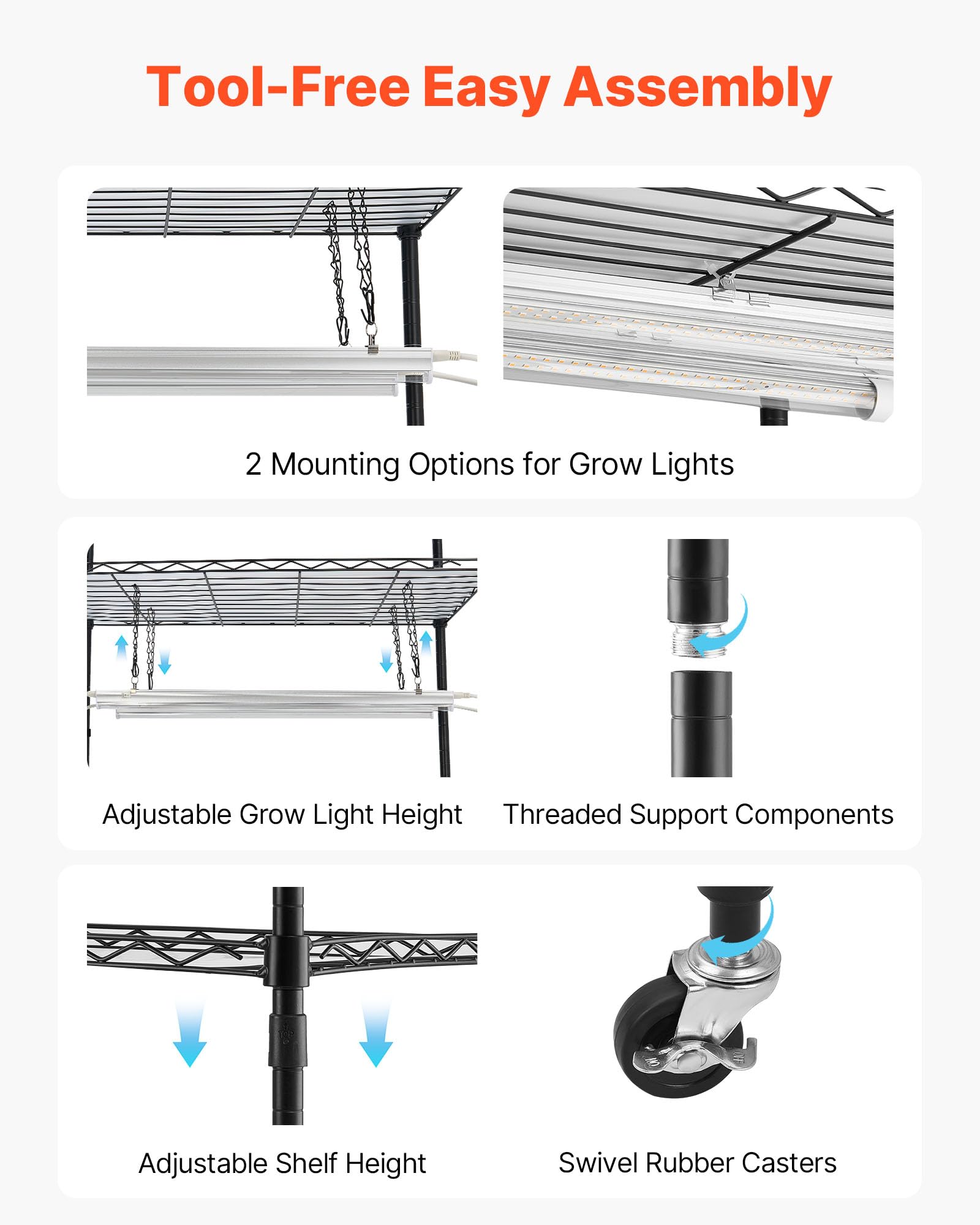 VEVOR estante junto a persona para ver escala y maximizar espacio vertical