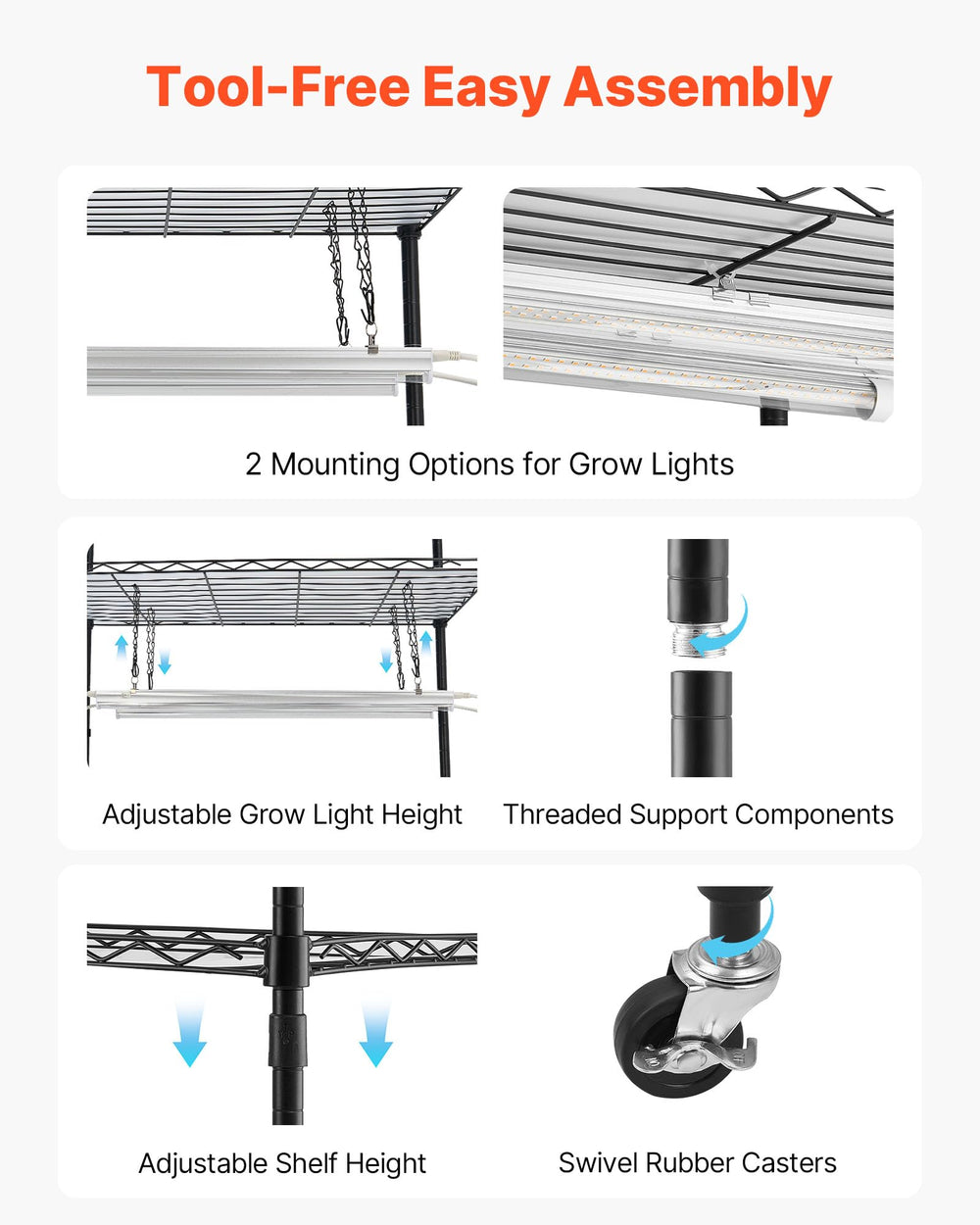 VEVOR estante junto a persona para ver escala y maximizar espacio vertical