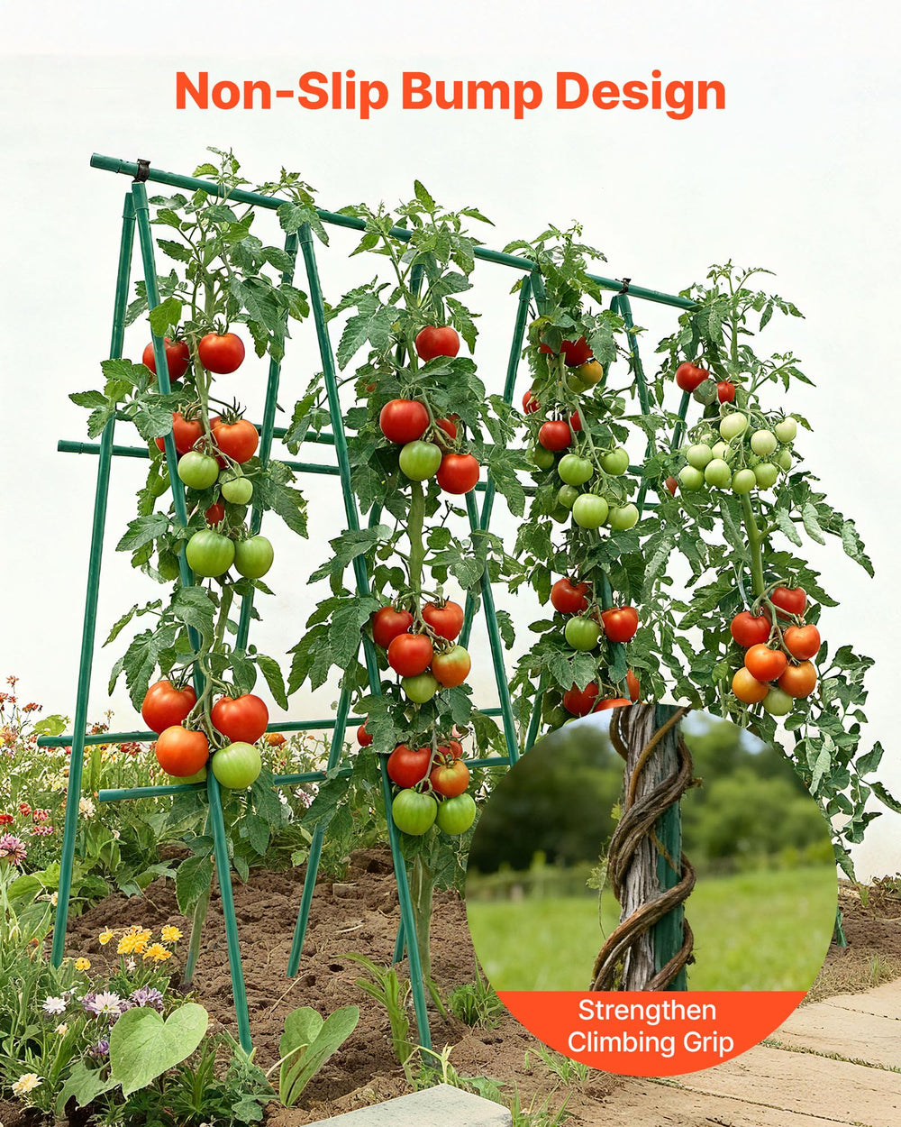 VEVOR estaca en maceta sosteniendo planta trepadora con estabilidad