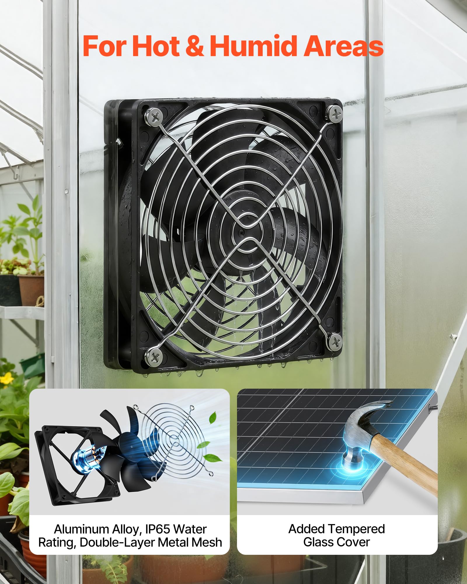 VEVOR instalación en techo ilustrando montaje sencillo y sin cableado