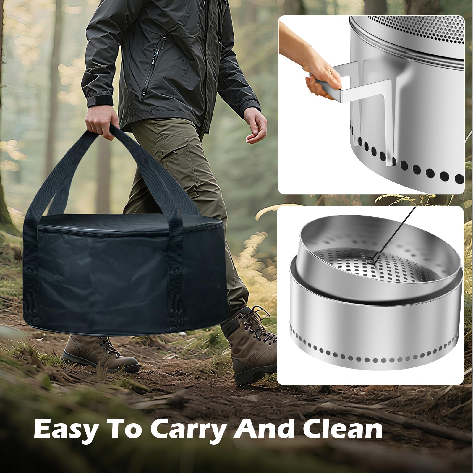VICEARTH fogón junto a una silla para comparar tamaño y portabilidad